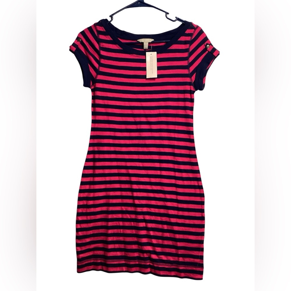 Banana Republic Pink and Black Striped Dress